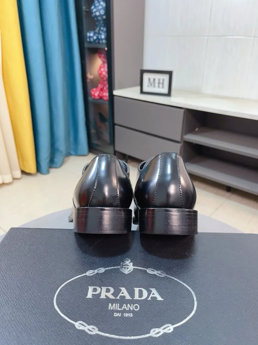 Men's shoes 💰560🌹🌹[Prada leather shoes] Top purchasing agency Original imported Italian custom-made cowhide leather surface, ➕Fully imported water-dyed breathable cowhide lining, original factory special molded sole, super comfortable, size: 38-44
